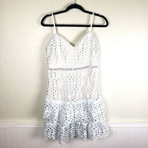 Women's Baevely White Daisy Floral Tiered Layered Ruffle Sun Dress Size Large